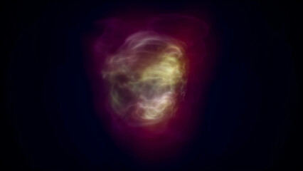 Poster - Yellow energy magic waves and lines of liquid plasma smoke particles futuristic . Abstract background