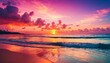Wonderful sunset sky along the beach background illustration concept
