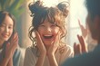 A child looks happy because of praise from parents