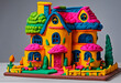Beautiful bright model of a house in craft clay style.