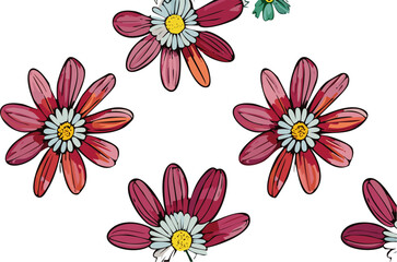 Wall Mural - Seamless pattern with daisy flowers