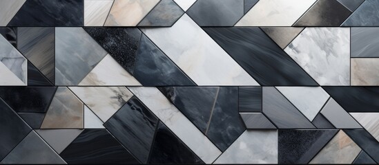 Poster - Close-up view of a wall featuring an intricate geometric pattern crafted from elegant marble material