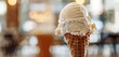Velvety swirls of creamy ice cream glisten under the sunlight, inviting a refreshing indulgence. 
