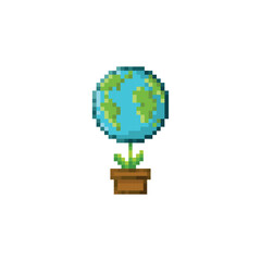 Wall Mural - Ecological planet earth, pixel art