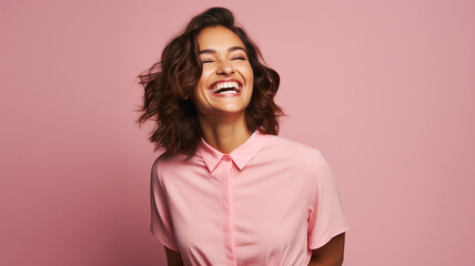 Wall Mural - A happy Hispanic woman in her 30s smiling brightly