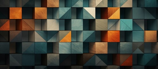 Wall Mural - Abstract geometric shapes blend together on a dark background in this stylish wallpaper design