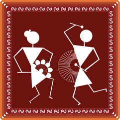 Wall Mural - Indian Tribal Art  Warli Painting