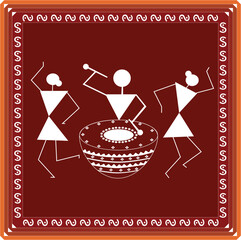 Wall Mural - 
Indian Tribal Art  Warli Painting