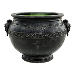 Witch cauldron full of green bubble isolated on transparent background