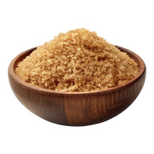 Wooden Bowl Of Brown Sugar Isolated On Transparent Background