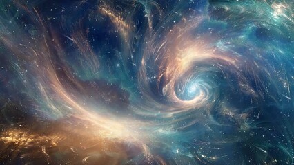 Wall Mural - cosmic cathedral ballroom within the heart. sky cosmic background illustration. seamless looping ove