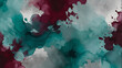 Asian-infused Abstract Watercolor Background in Teal, Burgundy, and Silver.