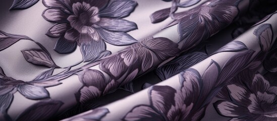 Sticker - Detailed close-up view of a fabric with a lovely purple and white floral print