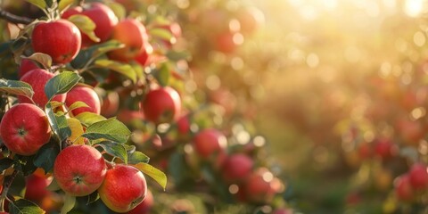 Sticker - A tree in an apple orchard filled with ripe, red apples ready for harvesting under the sunlight