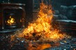 Photorealistic depiction of fire consuming a random, everyday object, vivid details ,3DCG,clean sharp focus