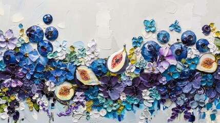 Wall Mural - A close up of a painting of flowers and figurines