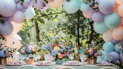 Sticker - A table with a bunch of balloons on it