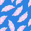 Seamless floral pettern palm leaves hand drawn collage style pattern. Delicate spring vector pattern