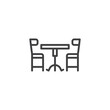 Dining table and chairs line icon