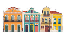 Building. Old Town Sino Portuguese Flat Vector 