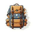 
A vector sticker of a backpack with travel pins, symbolizing adventure on a transparent background