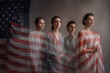 © Tatev - people holding American flag