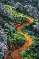 Wall Mural - Rural Country Dirt Trail Perspectiv, road adventure, path to discovery, holliday trip, Aerial view