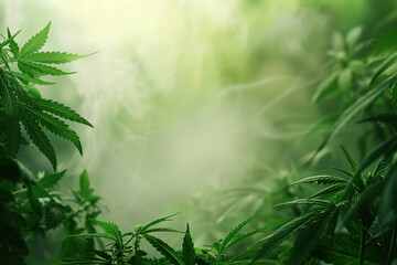 Poster - cannabis leaf slide background. Created with Generative AI technology.