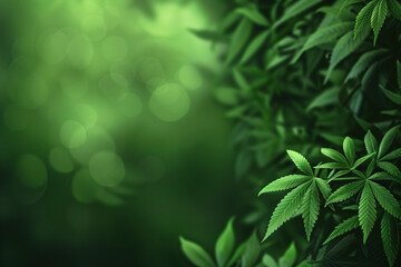 Poster - cannabis leaf slide background. Created with Generative AI technology.