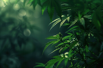 Poster - cannabis leaf slide background. Created with Generative AI technology.