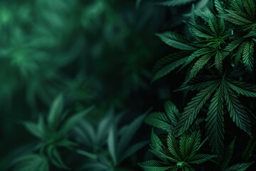 Poster - cannabis leaf slide background. Created with Generative AI technology.
