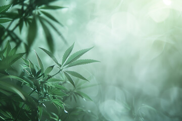 Poster - cannabis leaf slide background. Created with Generative AI technology.