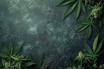 Poster - cannabis leaf slide background. Created with Generative AI technology.