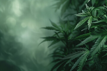 Poster - cannabis leaf slide background. Created with Generative AI technology.
