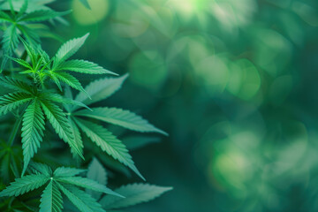 Poster - cannabis leaf slide background. Created with Generative AI technology.