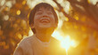 Joyful Child Laughing in Sunlit Park