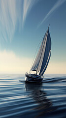 Wall Mural - Abstract Blur of Sailing Yacht on Water