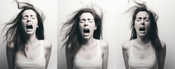 Woman Screaming in Monochrome Sequence