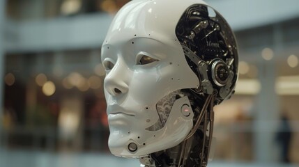 Poster - White and Black Robot Head Displayed in Building