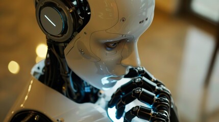 Poster - Robot With Headphones Sitting in Room