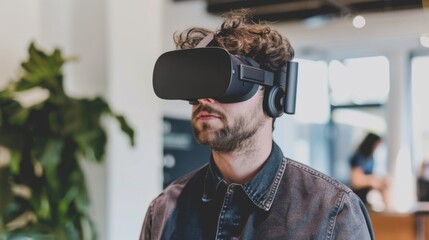 Aufkleber - Man Experiencing Virtual Reality In Goggles