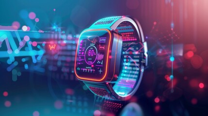 Fototapete - Futuristic Watch With Colorful Lights