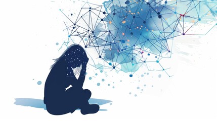 Aufkleber - Silhouette of Person Contemplating a Global Network