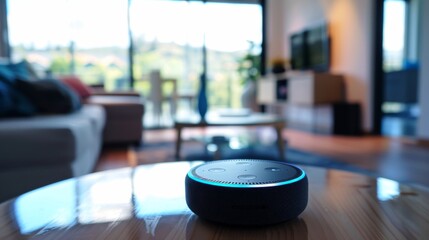 Aufkleber - Smart Speaker on a Table in a Modern Living Room