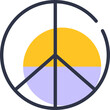 Circle peace sign icon, representing hope and peaceful resolutions worldwide, vector design no background 