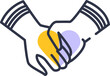 Holding hand icon symbolizing love and unity in human connections, outline vector design no background