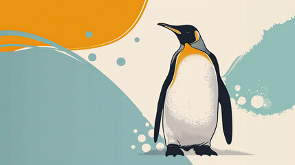 Canvas Print - penguin on colorful watercolor art World penguin day April 25, Penguin Awareness Day Good for banner, poster, greeting card, party card, invitation, template, advertising, campaign, and social media.