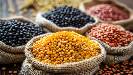 Wall Mural - a basket of beans and corn is displayed in a market.