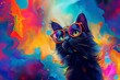 Cat on colorful background