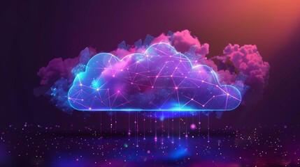 Leinwandbilder - Digital Cloud Network Concept Illustrating Data Storage and Connectivity